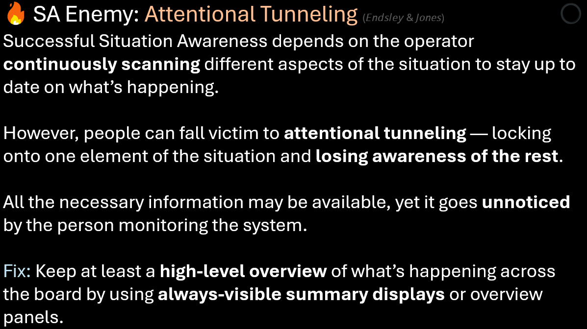 SA Enemy: Attentional Tunneling card